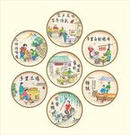 复古农家乐墙壁手绘挂画
