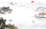 简约山水画背景墙 TIf分层