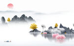 大气意境山水墙画 Tif分层