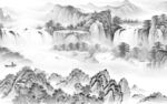 国画新品简约山水 Tif分层