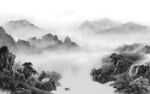 沙发高雅灰山水画 Tif分层