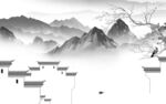 爆款灰色风山水画 Tif分层
