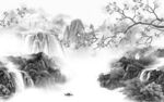 极简灰色风山水画 Tif分层