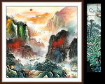 万山红遍山水画