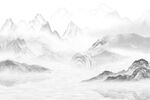 新中式水墨山水背景墙