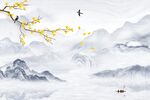 新中式花鸟山水背景墙