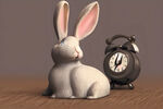 闹钟与兔子摆件