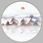 圆形抽象山水画