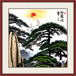 黄山迎客松山水画