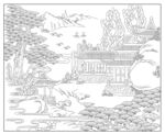 白描山水