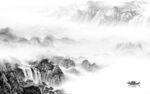 中式 灰色山水背景 tif分层