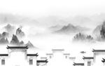 别墅 极简灰色山水 tif分层