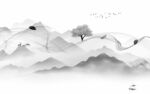 现代 灰背景山水画 tiF分层