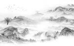 高清 简约灰色山水 TIf分层
