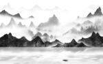 现代 意境灰色山水 tIf分层