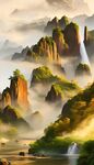 竖幅山水画