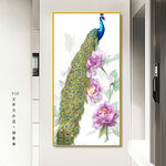牡丹花孔雀开屏装饰画