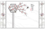 灰白根大理石背景墙 兰花