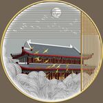 轻奢肌理山水玄关客厅圆框装饰画