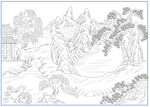 白描山水