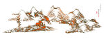 国画线条山水画