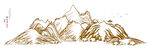 线条金山水墨画