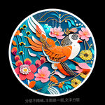 花鸟剪纸画