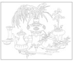 白描花瓶博古 