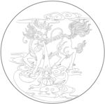 白描麒麟狮子 