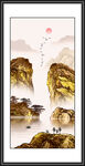金色山水国画