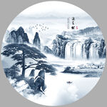圆形山水画