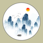  禅意水墨山水画