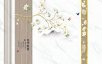 灰白根大理石背景墙 兰花