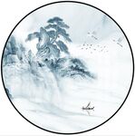 新中式水墨山水圆形装饰画