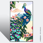 手绘孔雀玄关装饰画
