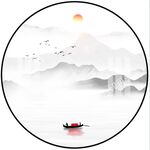新中式水墨山水圆形装饰画