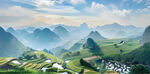 山水仙境背景墙