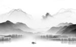 爆款 灰色高雅山水 tif分层
