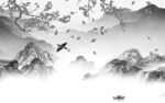 花鸟 灰色高端山水 Tif分层