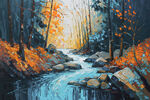 厚涂油画 风景
