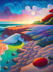 海边风景梵高风油画