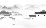 现代 中式意境山水 tif分层