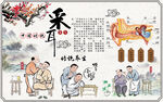 中式山水采耳养生工装背景墙