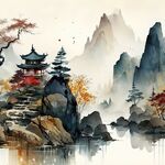 禅意山水画背景
