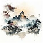 禅意山水画背景