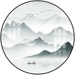 新中式水墨山水圆形装饰画
