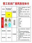 管工实训厂房风险告知卡