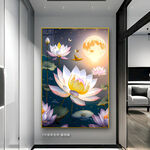 莲花玄关装饰画
