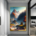 新中式玄关山水画