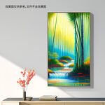 竹林油画